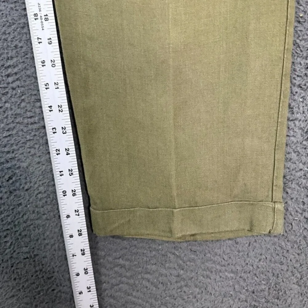 Vtg Brooks Brothers Pants Mens 38x30 (Fits 36x28) Green Linen Pleated Classic
